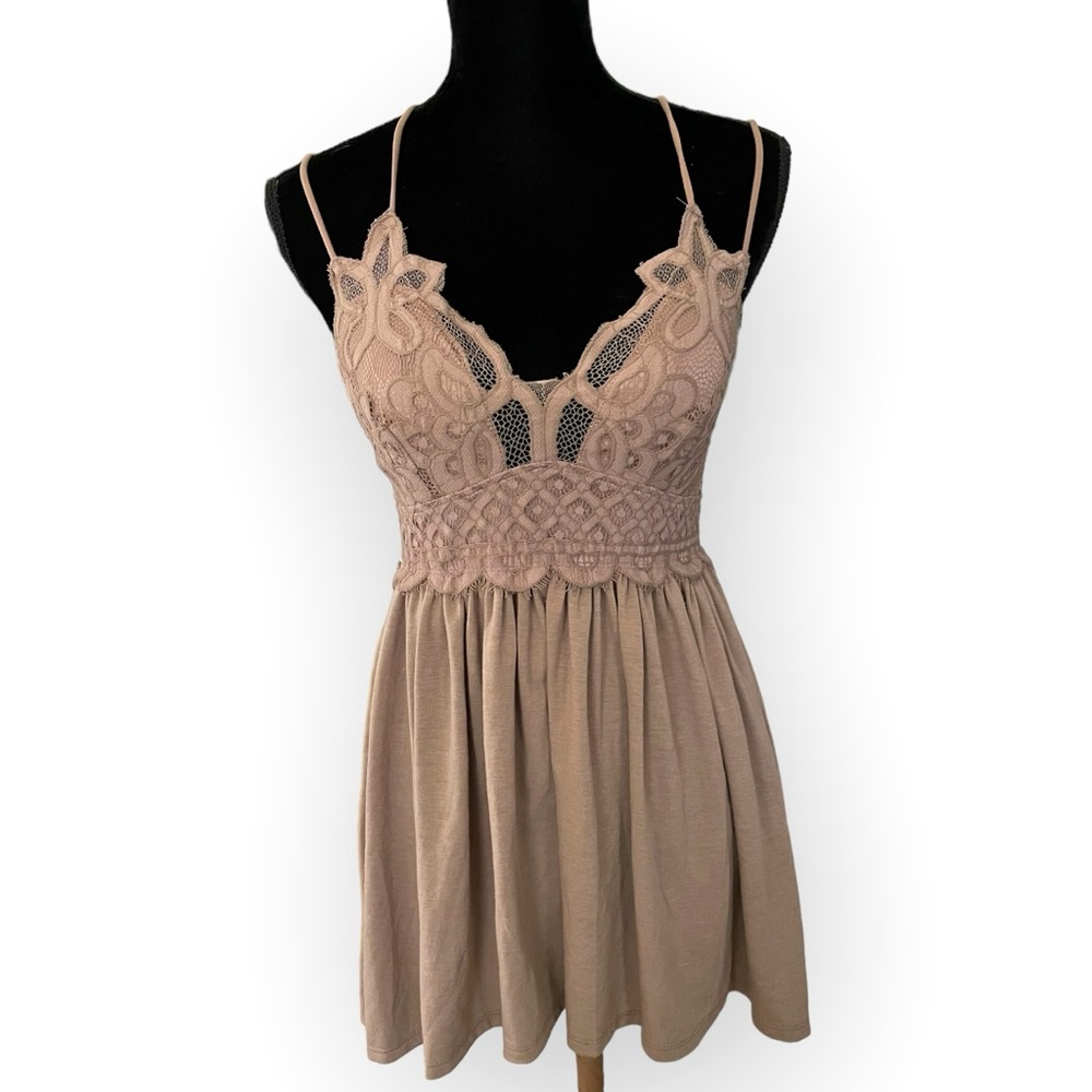 Zenana boho lace cutout tank brown